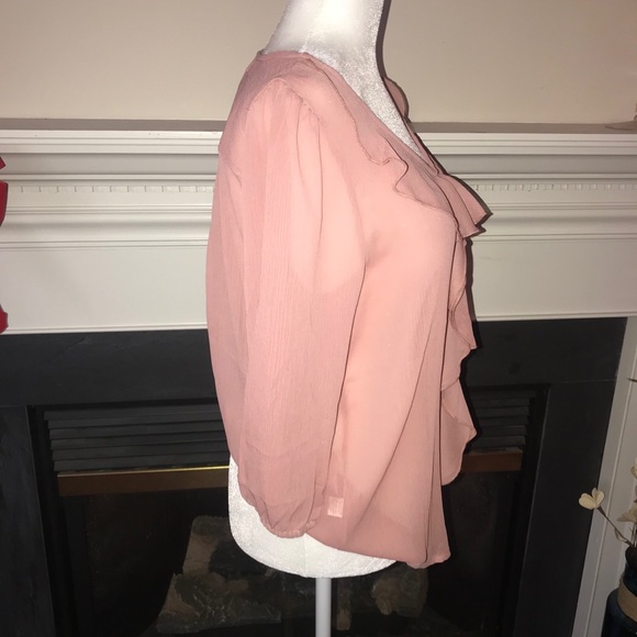 Jon & Anna | Mauve Sheer Ruffle Blouse - Picture 4 of 5